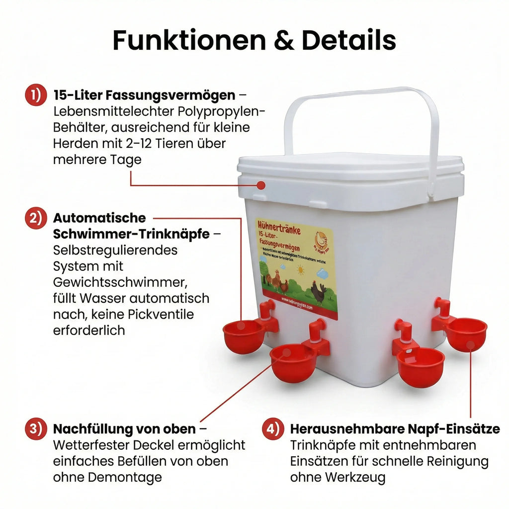 Chicken Drinker – 15L Automatic Poultry Water Dispenser