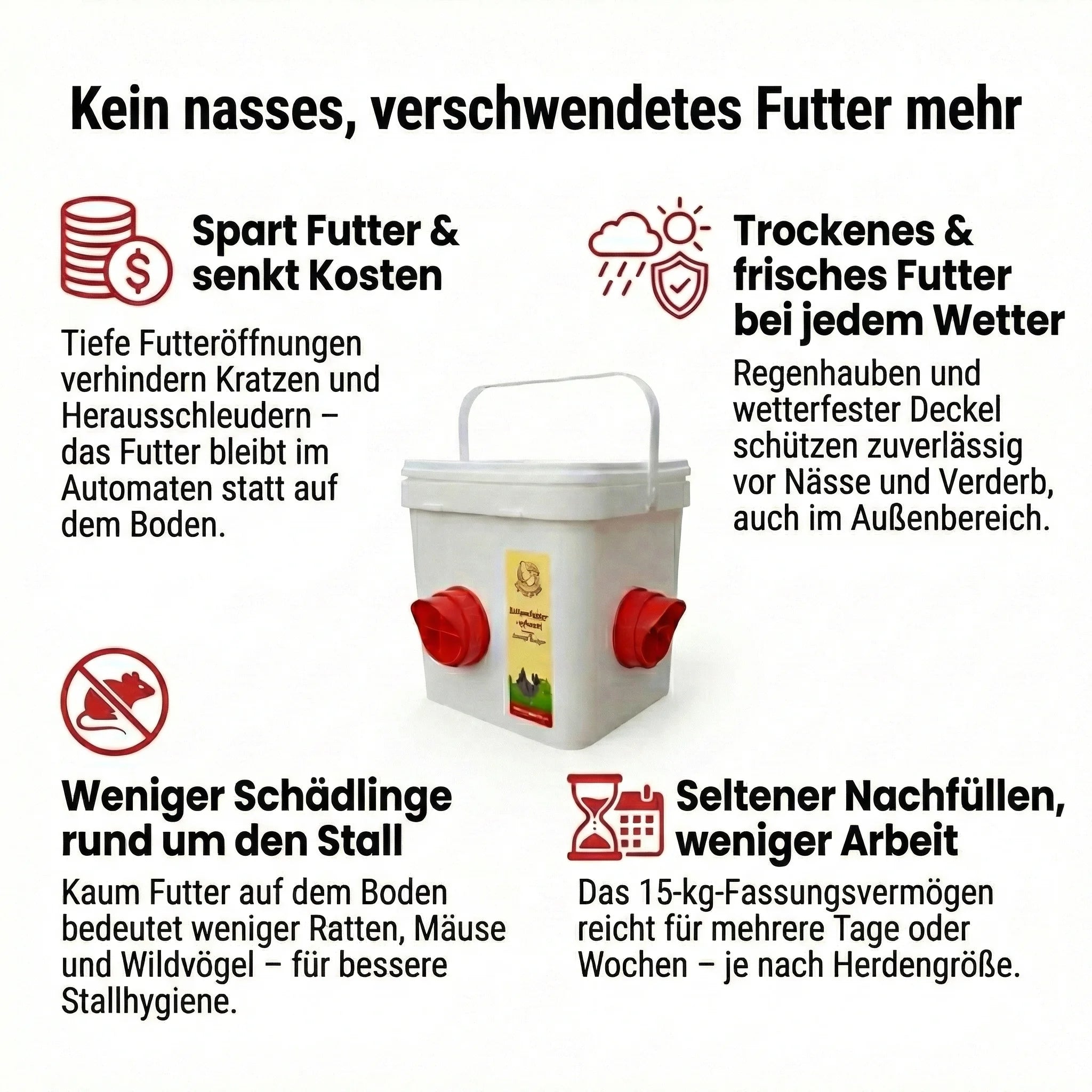 Chicken Feeder - 15KG No Waste Poultry Feeder