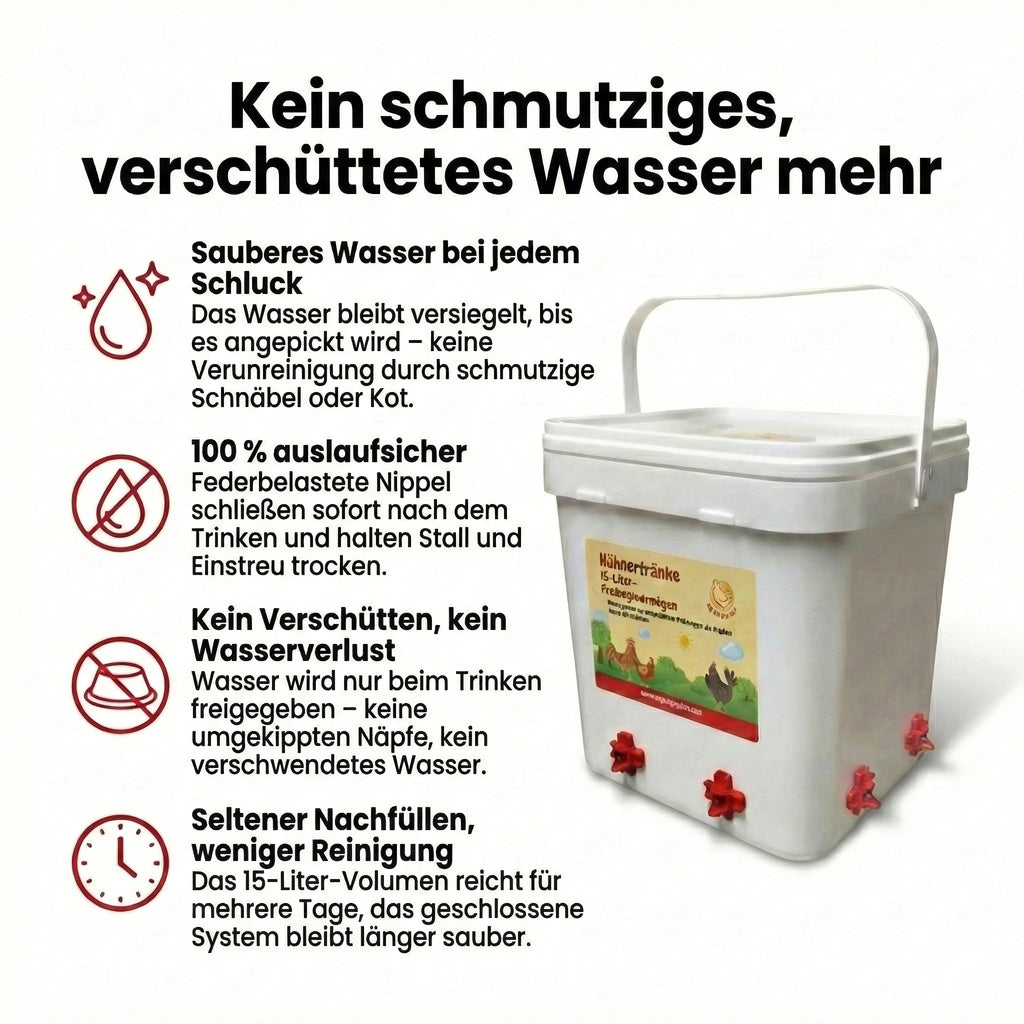Chicken Drinker – 100% No Leak 15L Nipple Poultry Drinker