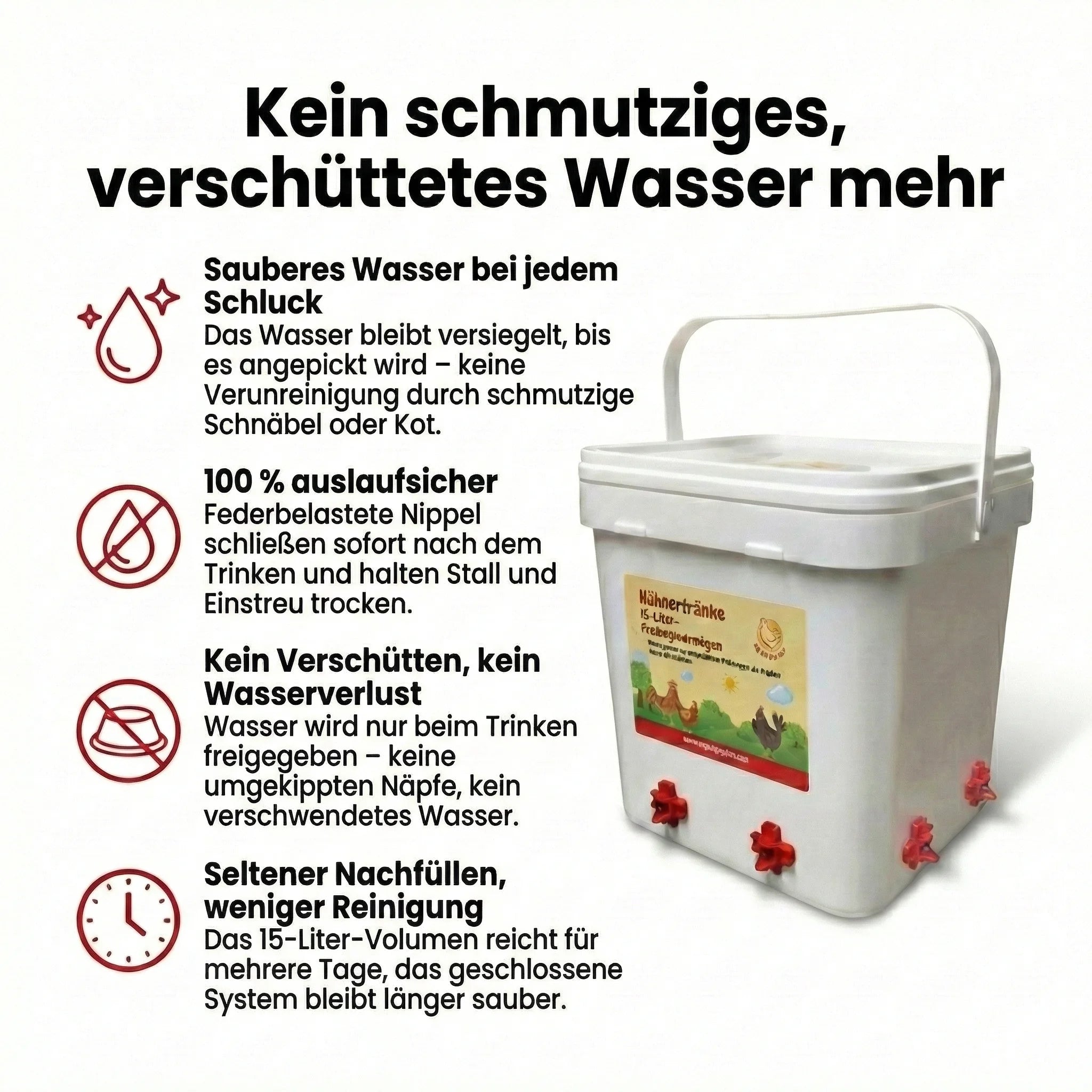 Chicken Drinker – 100% No Leak 15L Nipple Poultry Drinker