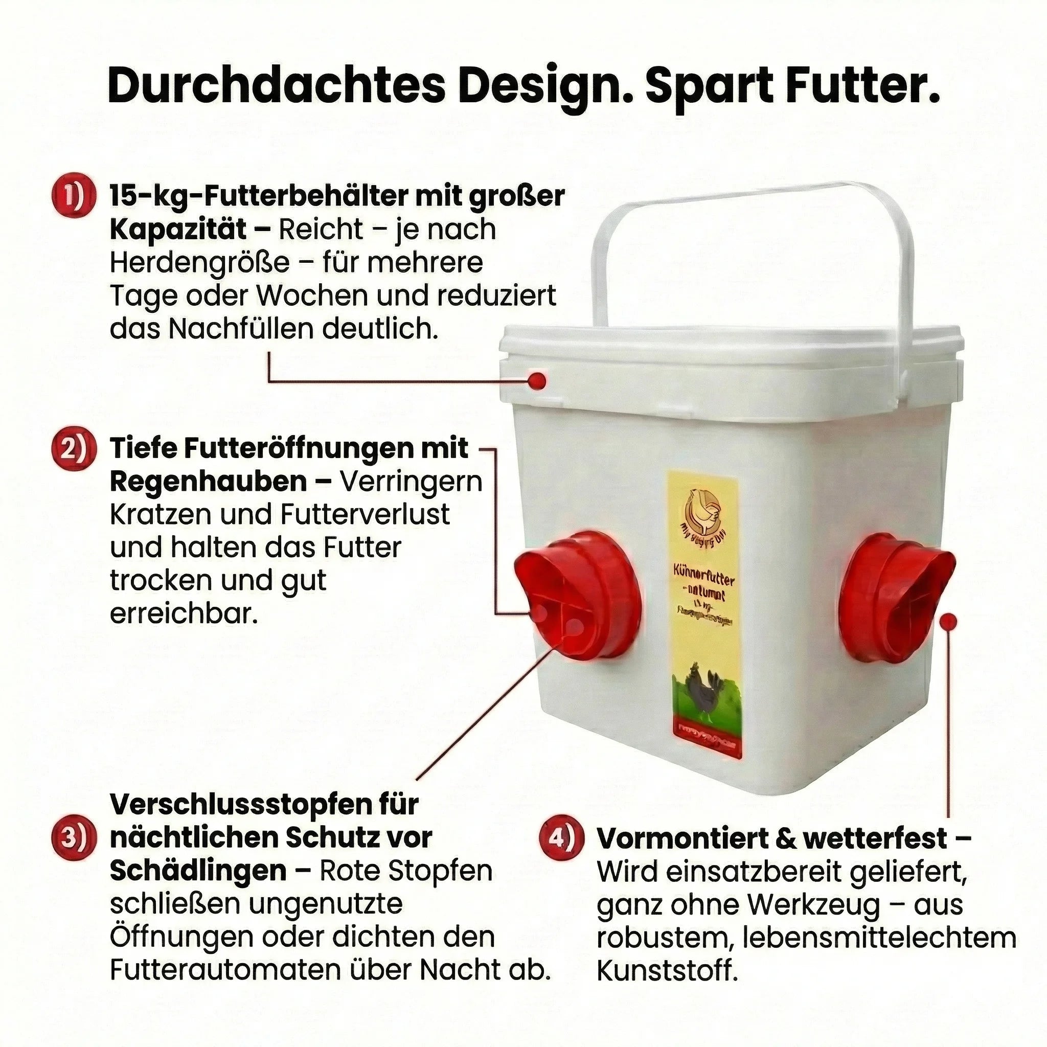 Chicken Feeder - 15KG No Waste Poultry Feeder